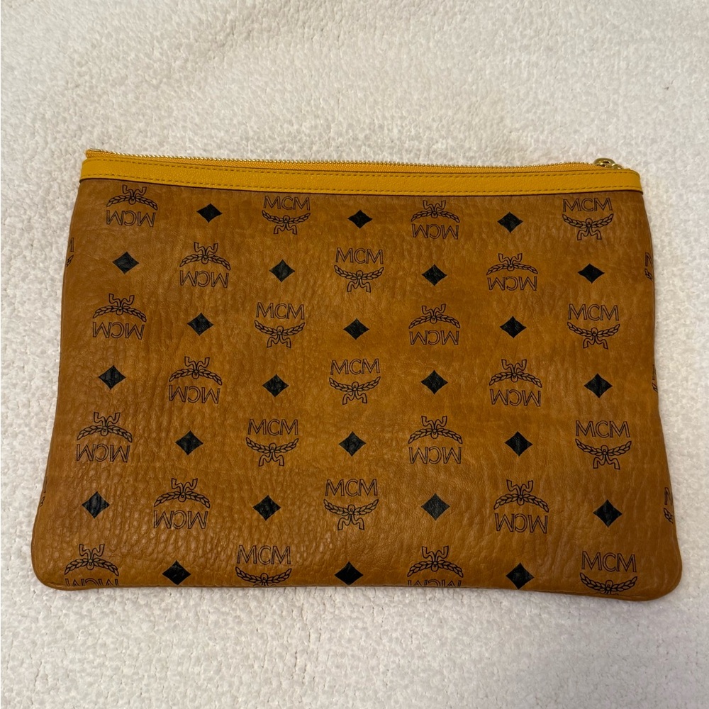 MCM Crossbody Bag in Cognac with Yellow Leather Trim